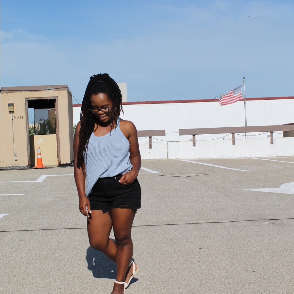 Mittoshop Blue Waffle Knit Tank Top